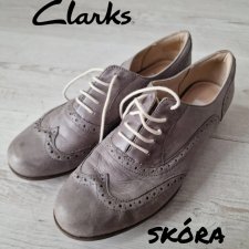 Clarks damskie skórzane półbuty 39 szare