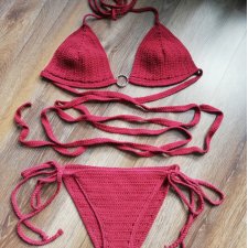 bikini szydełkowe bordo