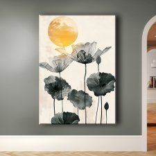 Lotus - Obraz na płótnie 50x70cm - Druk Blejtrama - Chiński Orient, Zen - możliwe inne rozmiary