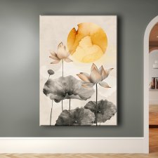 Lotus - Obraz na płótnie 50x70cm - Druk Blejtrama - Chiński Orient, Zen - możliwe inne rozmiary