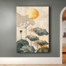 Lotus - Obraz na płótnie 50x70cm - Druk Blejtrama - Chiński Orient, Zen - możliwe inne rozmiary