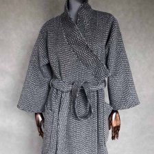 Płaszcz kimono 100% wełna alpaka patchworkowe oko frędzle.