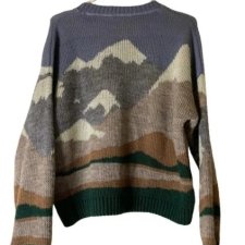 Vintage Sweater Mountains Print Very Rare Cottage Core Sweter print góry