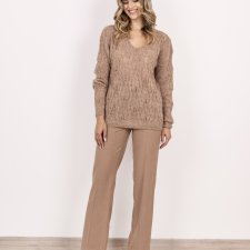 Sweter ażurowy warkocze - SWE342 mocca MKM