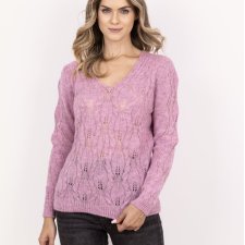 Sweter ażurowy warkocze - SWE342 róż MKM