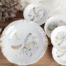 Porcelanowy komplet Limoges Vintage w piórka Boho Miski, salaterka porcelana