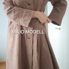 Piękny długi beżowy płaszcz jak zamszowy vintage Majo Modell r.40/42