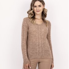 Sweter z warkoczami - SWE335 mocca MKM