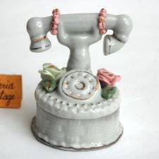 Telefon, pojemnik, puzderko, szkatułka, porcelana, vintage