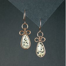 Kolczyki wire wrapping z jaspisem dalmatyńskim