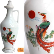 Dzbanek, karafka na sake, chińska porcelana Hong Mei, feniks, vintage '60