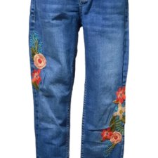 Dżinsy ZARA w kwiaty - ZARA haft floral - jeansy XS