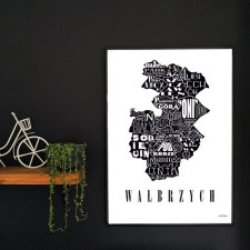 PLAKAT typograficzny mapa WAŁBRZYCH LOFT 70x100 cm