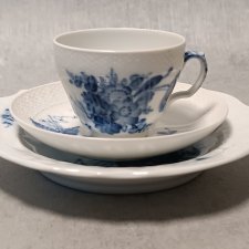 ROYAL COPENHAGEN Filiżanka Blue Flower Trio Śniadaniowe Kobaltowe Kwiaty