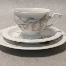 Rosenthal MARIA Jeżyna Filiżanka Trio Śniadaniówka Biała porcelana Classic Rose