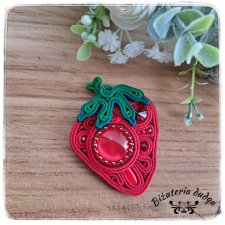 Broszka sutasz soutache Strawberry truskawka