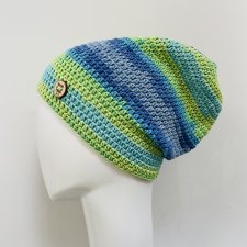 Czapka przejściowa cienka beanie smerf bawełna