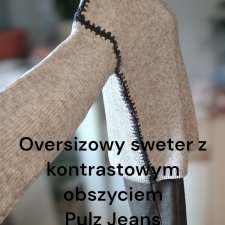 Oversizowy sweter z kontrastowym obszyciem marki Pulz Jeans