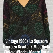 Vintage lata 1980 La Squadra. Sweter oversize. Włoski sweter.