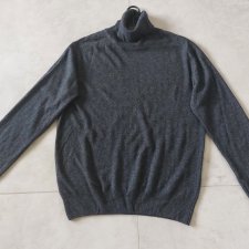 Oro Cashmere  szary sweter golf kaszmir wełna  jedwab