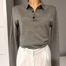 Sweter polo Dressmann r.S 36 wełna merino 50 % szary