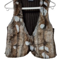 Vintage Y2K Faux Fur Vest Coquette Avant Garde Kamizelka Futrzana