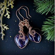 Kolczyki wire wrapping z ametystem