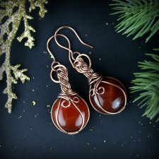 Kolczyki wire wrapping z karneolem