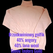 Brzoskwiniowy golfik - angora z wełną.