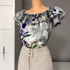 Bluzka z falbanką Dorothy Perkins r. 40 L satynowa kwiatowy print