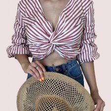 Krótka koszula crop top S Bik bok 100% bawełna