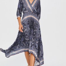 H&M Sukienka długa maxi satynowa asymetryczna