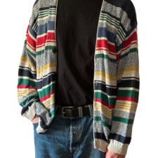 Męski sweter Kardigan Vintage w paski Grunge 90s Avant Garde