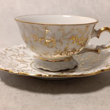 Mayer Wiesau Filiżanka Złoty Duet Biała Porcelana