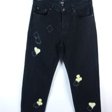 Męskie spodnie jeans Boohoo Man łaty naszywki UK 36 / EU 91 cm