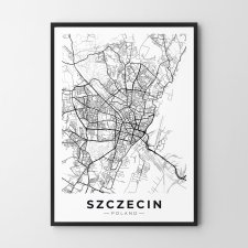 Mapa Szczecina  - plakat 30x40 cm  - plakat Szczecin czarno-biały