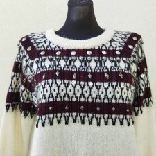 H&M -  WZORZYSTY SWETER Z ALPAKĄ