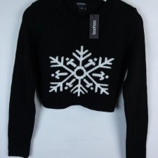 Boohoo damski krótki sweter crop ze śnieżynką / S z metką