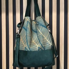 Torba hobo XXL - print graficzne liście