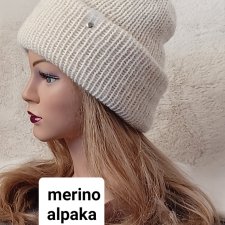 CZAPKA BEANIE Z 100% MERINO WEŁNY i ALPAKI