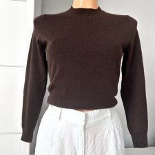 Sweter Zara r.S 36 wełna 100 % cieniutki ciepły brązowy