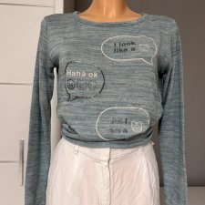 Cienki sweterek bluzka dzianinowa H&M XS/S 34/36 miętowy melanż