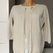 Sweter kardigan Hema r. 38 bawełna na guziki nude różowy pudrowy krótki