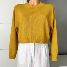 Sweter H&M Divided r.34 XS musztardowy krótki oversize