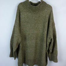 H&M zielony melanżowy sweter oversize duży rozm / 4XL