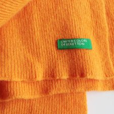 Benetton szalik vintage pomarańczowy szal danmski męski unisex