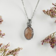 Naszyjnik Kamień Słoneczny stal chirurgiczna wisiorek handmade wirewrapping