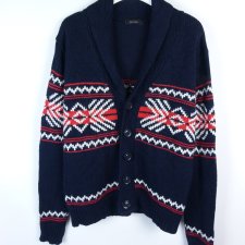 Zara Man męski granatowy sweter wzory z wool / M mex.38