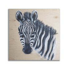 Obraz ręcznie malowany na desce 60x60 "Zebra"