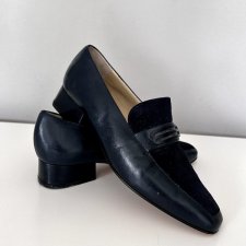 Bally r.39 buty mokasyny loafersy premium skóra naturalna granatowe wygodne niski obcas